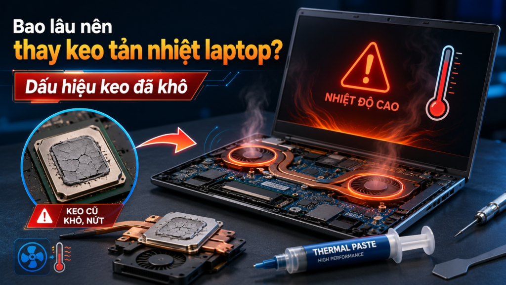 Laptop bị nóng do keo tản nhiệt khô cần vệ sinh và thay keo