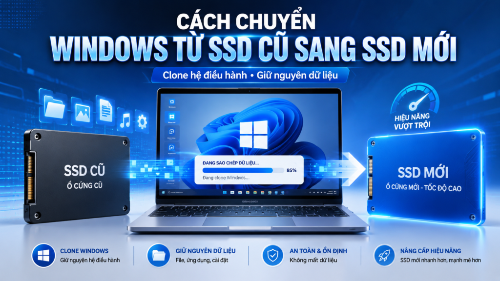 Cách chuyển Windows từ SSD cũ sang SSD mới không cần cài lại