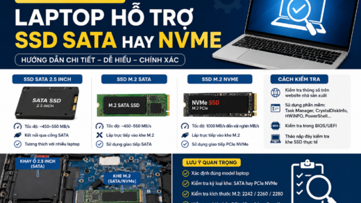 Cách kiểm tra laptop hỗ trợ SSD SATA hay NVMe trước khi nâng cấp
