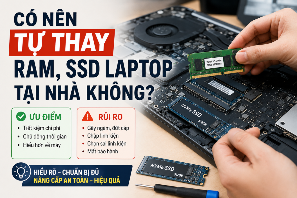 Có nên tự thay RAM SSD laptop tại nhà cho người mới