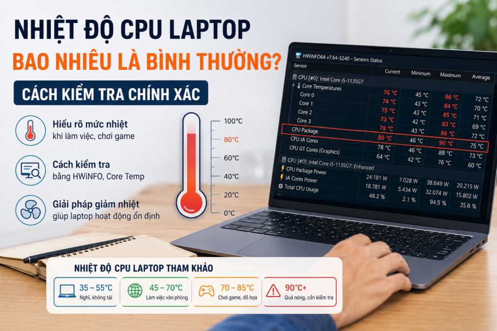 Nhiệt độ CPU laptop bao nhiêu là bình thường?