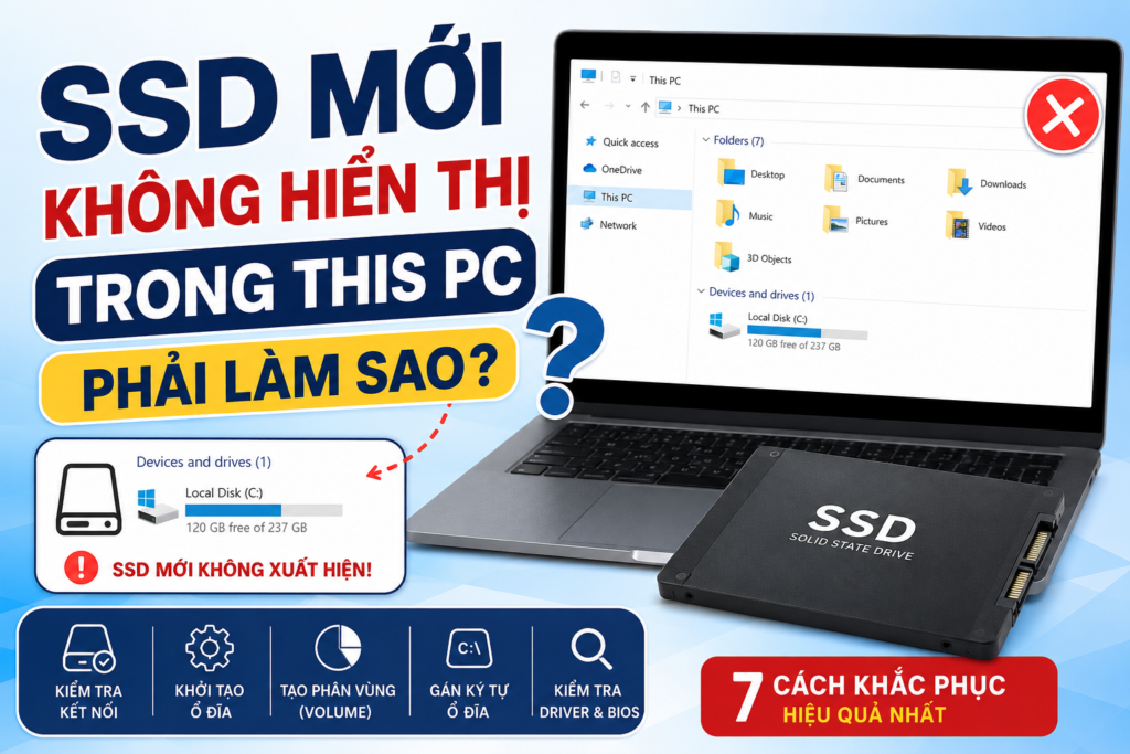 SSD mới không hiển thị trong This PC trên Windows 11